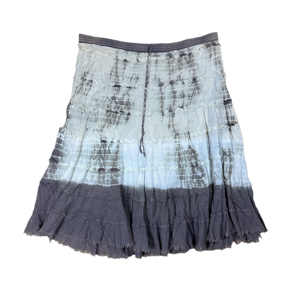 Metro Wear Tie Dye Tiered Skirt Womens Large Grey Fairycore Grunge Boho Good